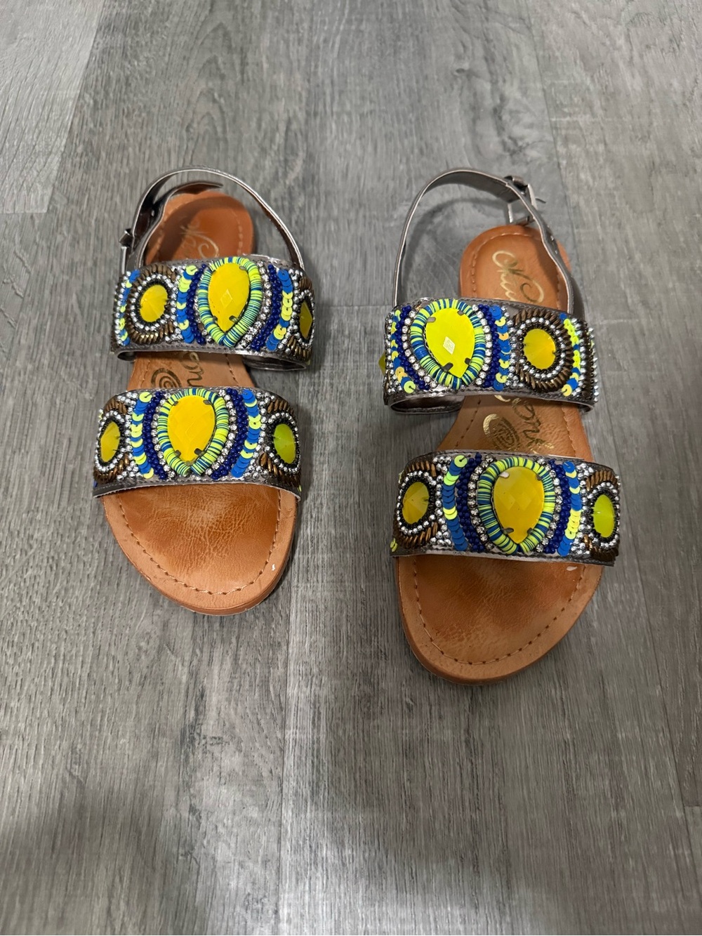 naughty monkey Yellow and Blue Beaded Women's Sandals